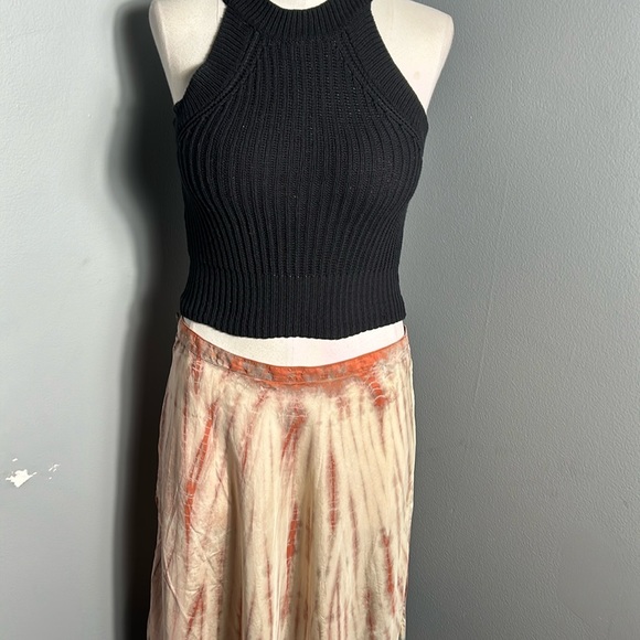 ABS Allen Schwartz Silk Tie Die Midi Skirt size 12 - Picture 8 of 16